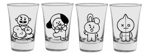 Set Vasos De Shot Bts - Bt21 - Shooky - Chimmy - Cooky - Van