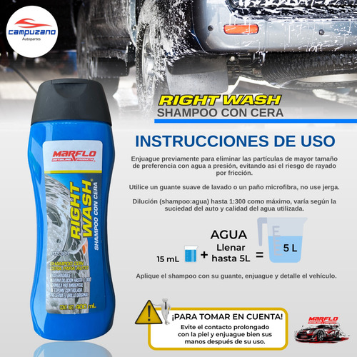Shampu Automotriz Con Cera Marflo Right Whash 400 Ml
