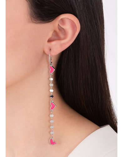 Aretes Nice Platino Modernos Con Rombos Colgantes