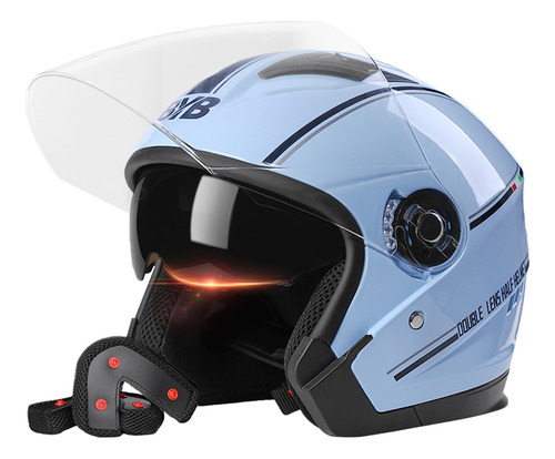 Casco De Moto Con Cara Abierta De Doble Lente