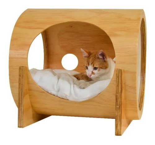 Cama Redonda Para Gato / Gatito Siames Mdf Acolchada