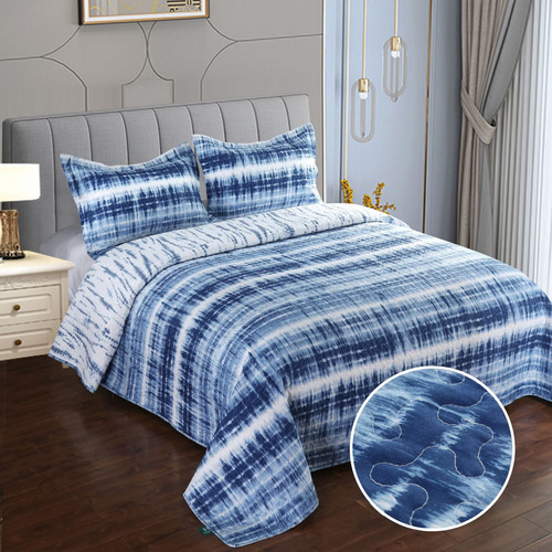 Cubrecamas Queen Blue Quilt Cover 2 Plazas Fundas Haussman