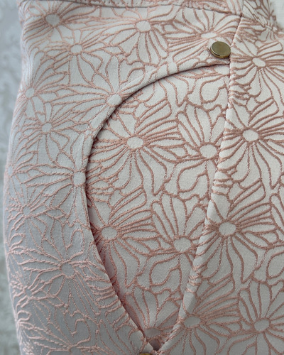 Short De Vestir Corto Casual Bordado Floral Satinado Fresco