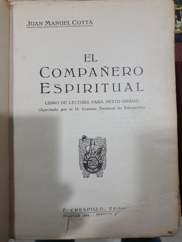 Libro De Lectura Para 6to.grado El Compañero Espiritual 1933 (Usado)