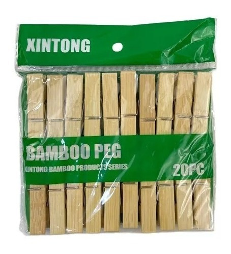 60 Perros De Ropa Pinza Bambú Colgadores Lavandería 6x1cm
