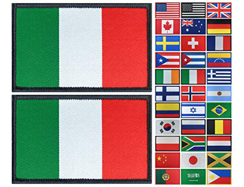 Set 2 Parches Bandera Italia Con Orgullo Militar.