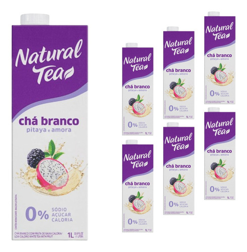 Chá Branco Pitaya E Amora Natural Tea 1l - Kit Com 6 Un