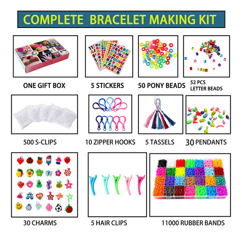 Más De 11 000 Bandas De Telar Kit De Pulseras De Goma Elásti