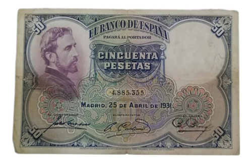 Billete Español De 50 Pesetas 1931
