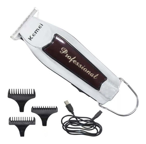 Imagem 3 de 3 de Trimmer Kemei KM-9163 prateado 110V/220V