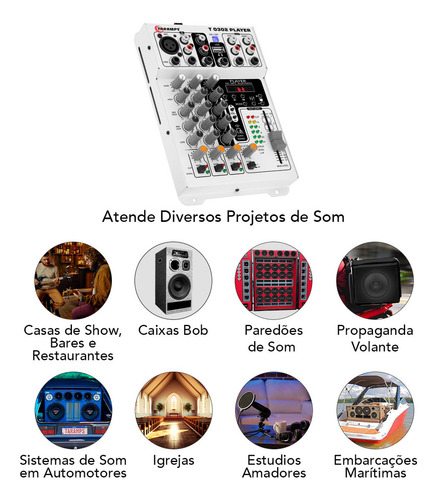 Mesa De Som Player Automotivo 3 Canais Taramps T0302 Player