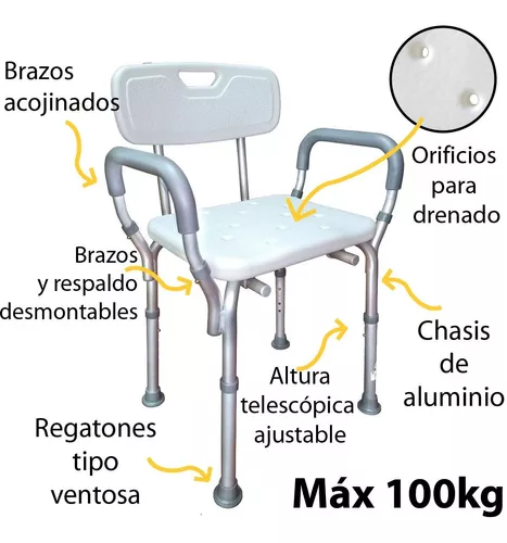 Banco Ducha Con Respaldo Y Brazos Desarmables - Silla