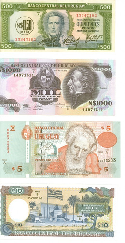 Billetes Uruguayos Antiguos, ¡excelente Estado!