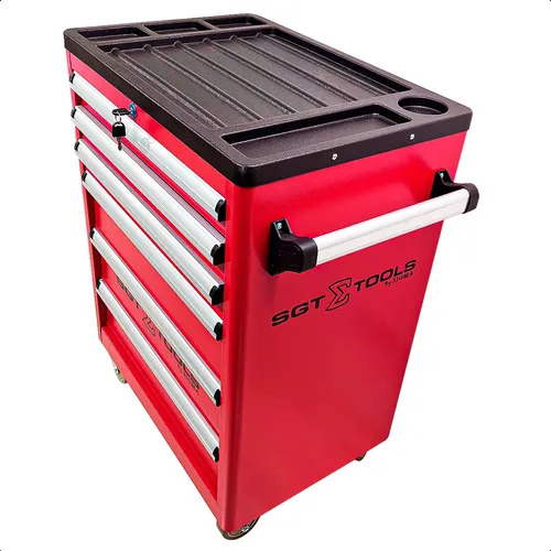 Carrinho De Ferramentas Oficina 6 Gavetas Com Chave Sgt Tool Vermelho