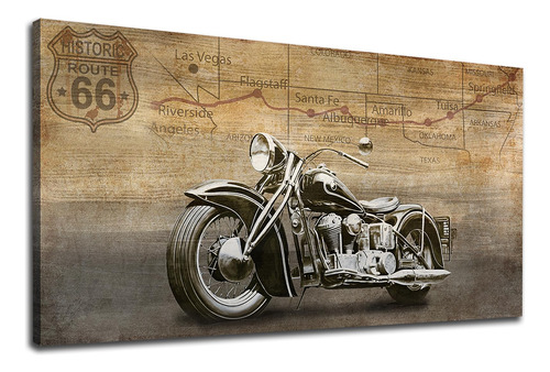 Artewoods Lienzo De Motocicleta Vintage Para Pared, Diseno D