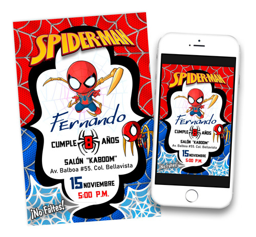 Invitación Digital Iron Spiderman Imprimible Whatsapp