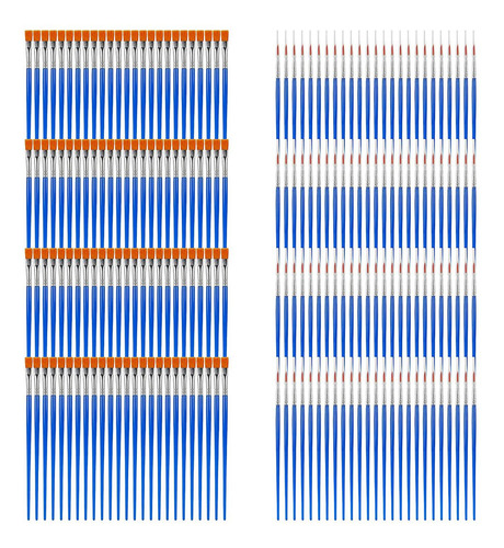 100 Brochas Planas Y 100 Brochas Para Pintar Detalles Finos,
