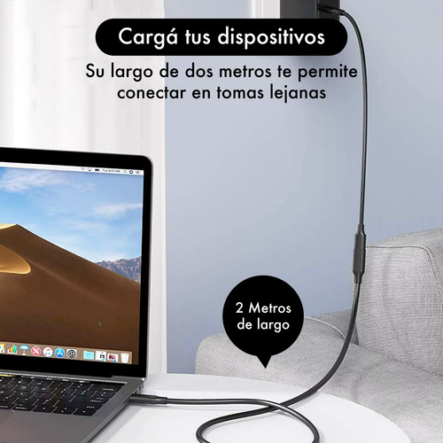 Cable Alargue Usb C - Hembra Macho 2 Metros