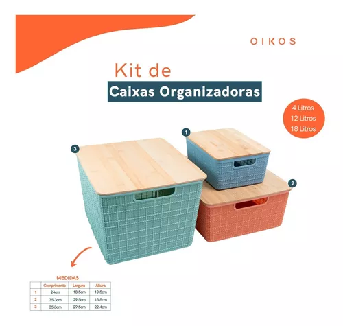 Kit Com 12 Caixas Organizadoras