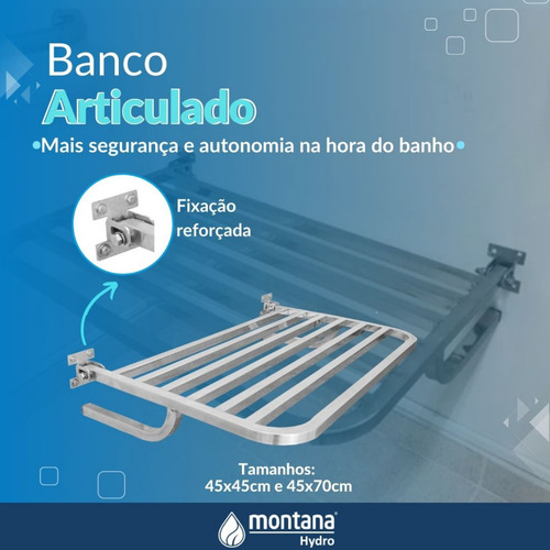 Kit 2 Banco Articulado Banho Inox 304 Polido 70x45 Nbr9050 Cor Prateado