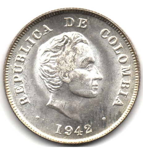 20 Centavos 1942 Bogotá Plata Sin Circular