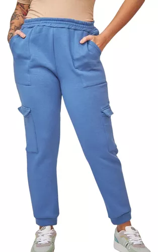 Pantalones De Gimnasia Jogging Azul Mujer