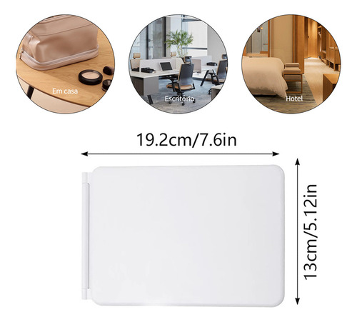 Espelhos Para Maquiagem Led Dobravel E Portátil Com Espelho 10x Carregamento Usb Fonte De Luz De Três Cores Cor Branco