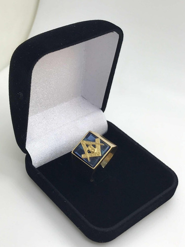 Maçom Anel Ouro 18k Com Pedra Triângulo G Mestre Aprendiz