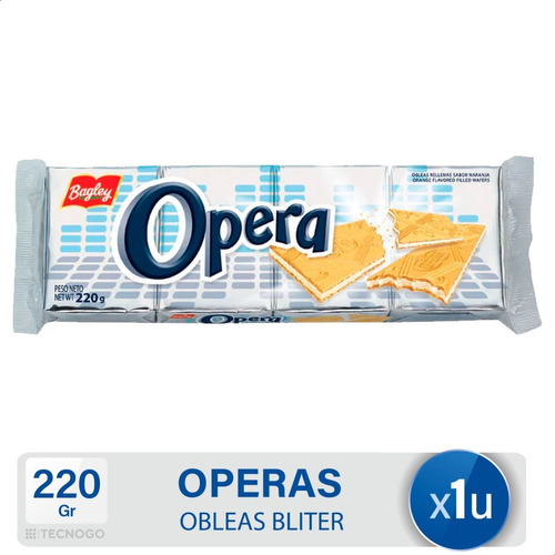 Pack 4 Galletitas Opera Obleas Rellenas 220gr Clásicas Bagle