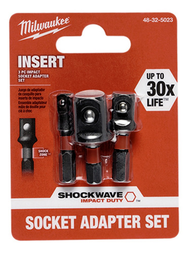 Adaptador Milwaukee Hex 1/4 Cuadrado 1/4 3/8 1/2 48-32-5023