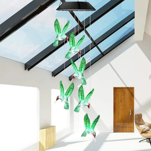 Imagen 2 de 5 de Lampara Colgante Led Solar Multicolor Jardin Terraza Xl Pro