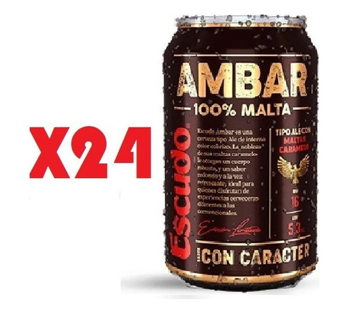 Escudo Ambar 24 Latas De 350 Cc Cerveza Malta Tipo Ale