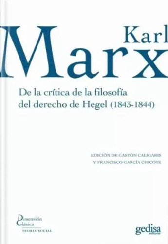 Libro De La Crítica De La Filosofía Del Derecho De Hegel (1