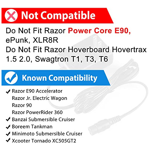 Cargador De Batería De Scooter De 12v 1a Razor E90, Po...