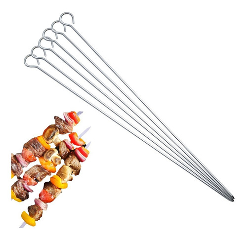 Set De 12 Piezas Brochetas En Acero Inoxidable 42cm Asado