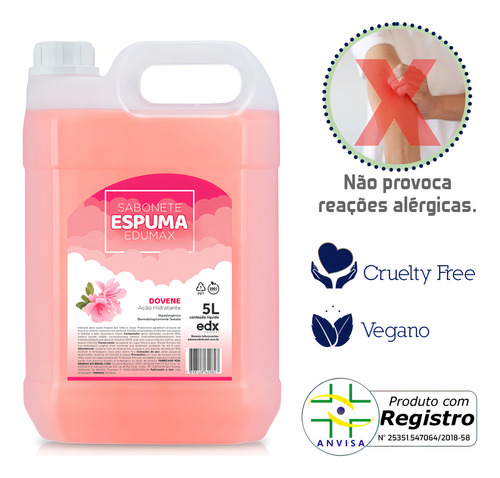 Galão Sabonete Espuma 5l Spray Ação Hidratante Edumax
