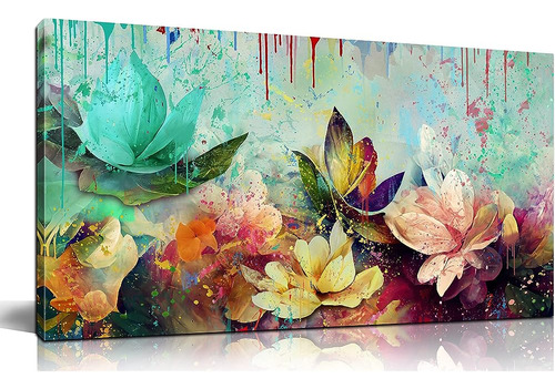 Gugika Flower Canvas Wall Art Para Sala De Estar, Colorida D