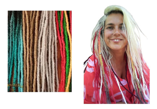 Extensiones Rastas Dreads Dobl. Temporal 70cm X Lado 10unid.