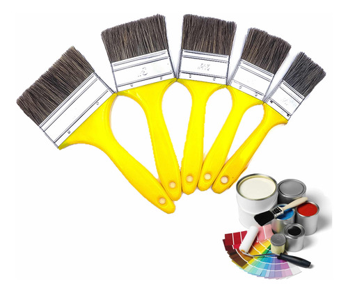 Kit 5 Pincel De Pintura P/ Parede Trincha Multiuso - Tinta