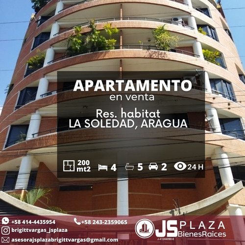 Imagen 1 de 13 de En Venta Lujoso Apartamento La Mejor Zona Urb. La Soledad Res. Habitat 04144435954