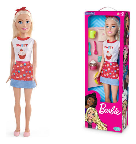 Boneca Barbie Confeiteira Grande 65cm C/ Acessórios - Pupee