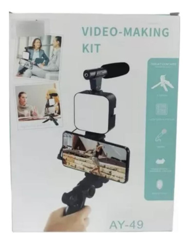 Kit Streaming Micrófono Soporte De Mano 2 En 1 Para Celular