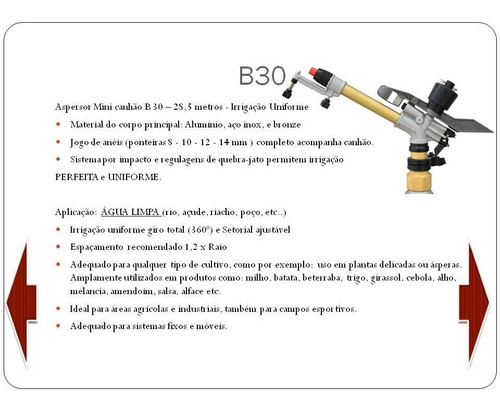Mini Canhão B30 Até 28 Metros - Irrigação Uniforme