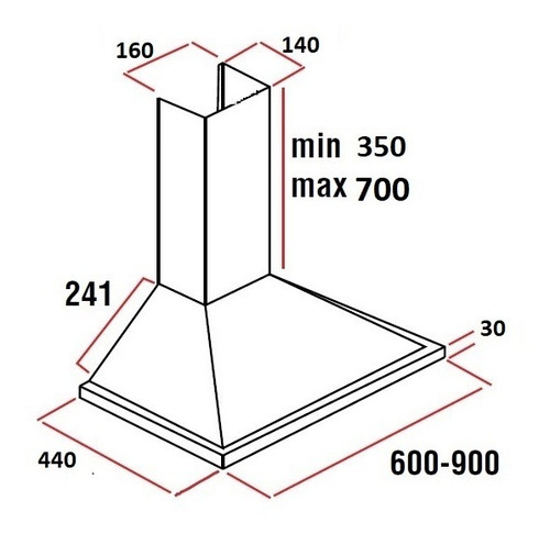 Imagen 2 de 3 de Campana Extractora Inox 60 X 60 Cm
