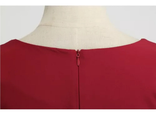 25, Vestido De Color Liso Con Cintura Retro De Moda Para