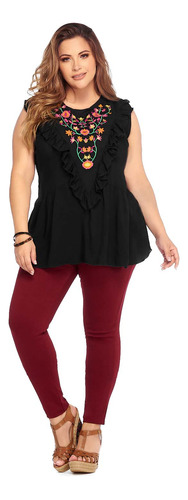 Blusa Dama Negro Tallas Extras Mundo Terra 138932