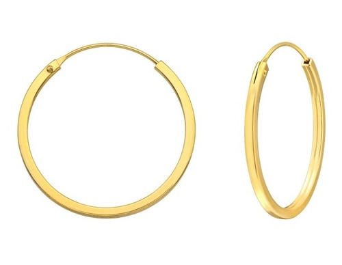 Argollas Lisas Doradas 25 Mm Plata 925 Hombre Mujer Gold Oro