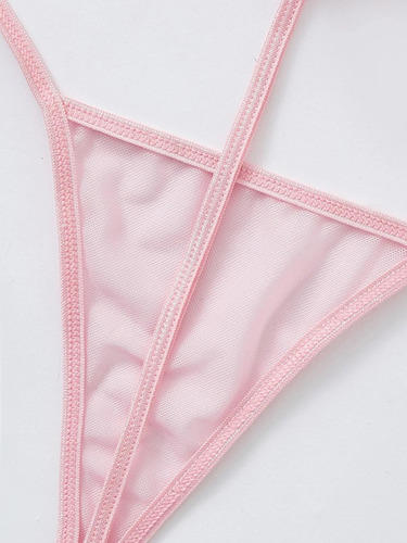 Tanga Colaless Bompacha De Malla Con Diseño De Pompón