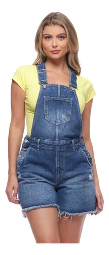 Jardineira jeans sales no mercado livre