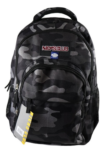 Mochila Urbana Nicks Club Piem Portalap Acolchonada Moda Color Negro/Camuflaje